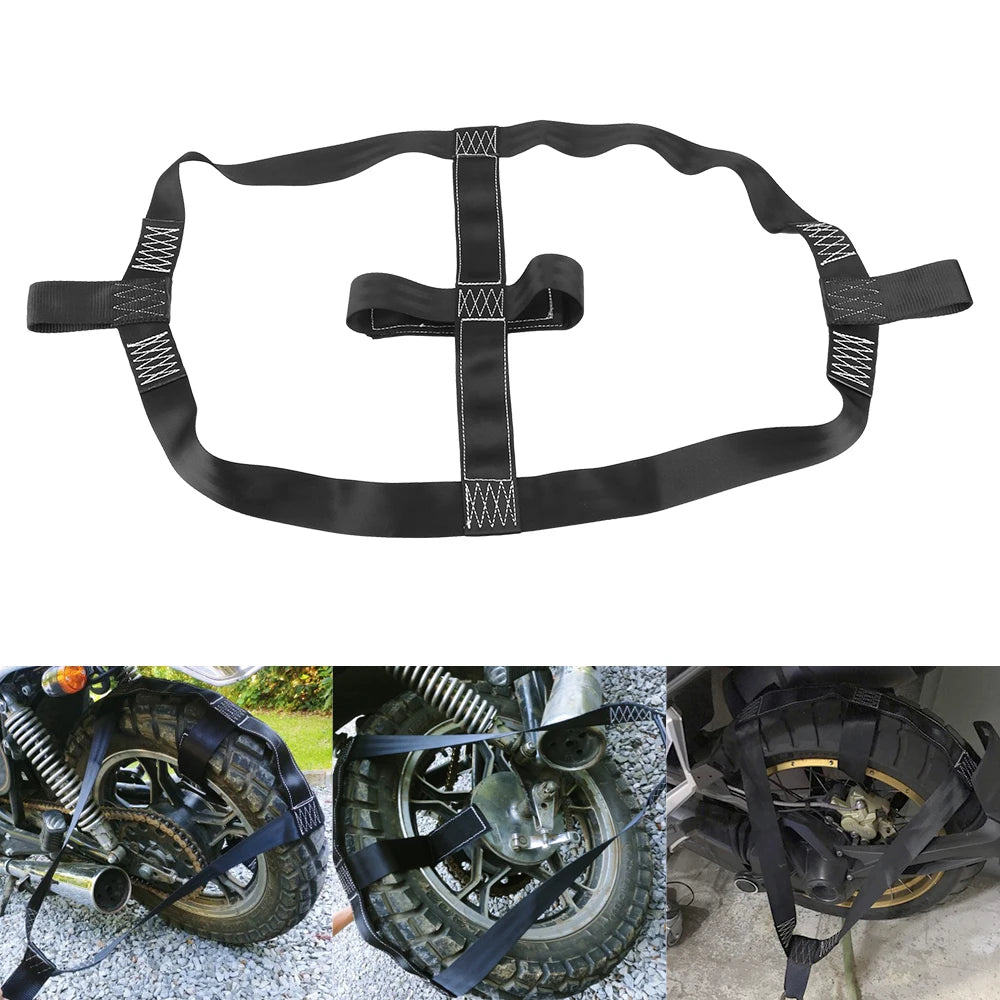 Motorcycle Rear Wheel Tie-Down Strap – Universal Transport Belt Motorcycle Tie-Down Strap Axl