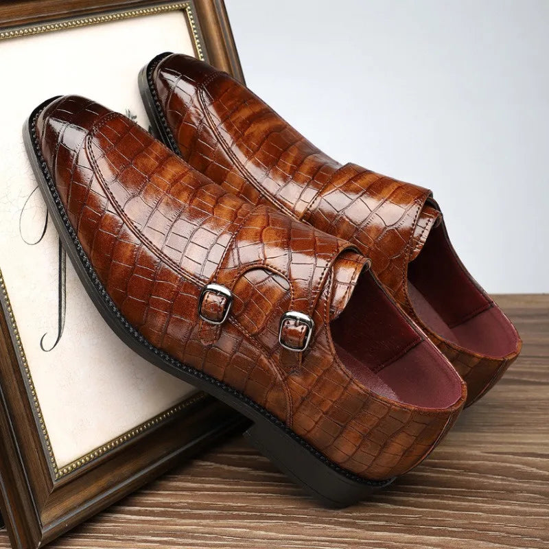 Plus Size Men's Crocodile Pattern Dress Shoes | Business & Wedding Men's Dress Shoes Axl