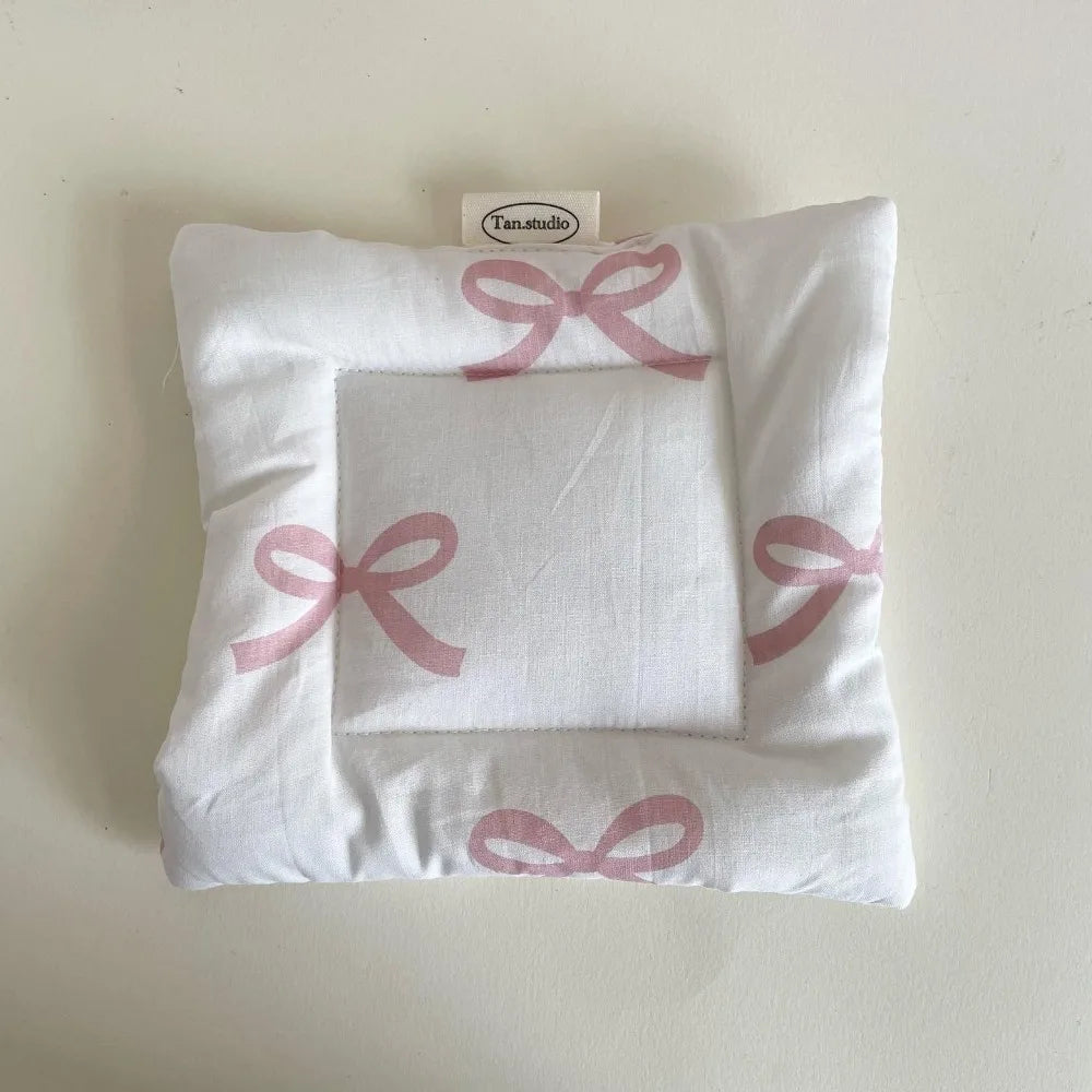 Korean Bow Cotton Coaster – Double-Sided Fabric Mat & Key Tray Cotton Coaster Mat Axl