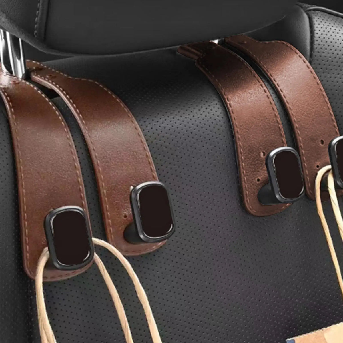 Car Headrest Hook Hanger – PU Leather Seat Back Bag Organizer Car Seat Organizer Axl