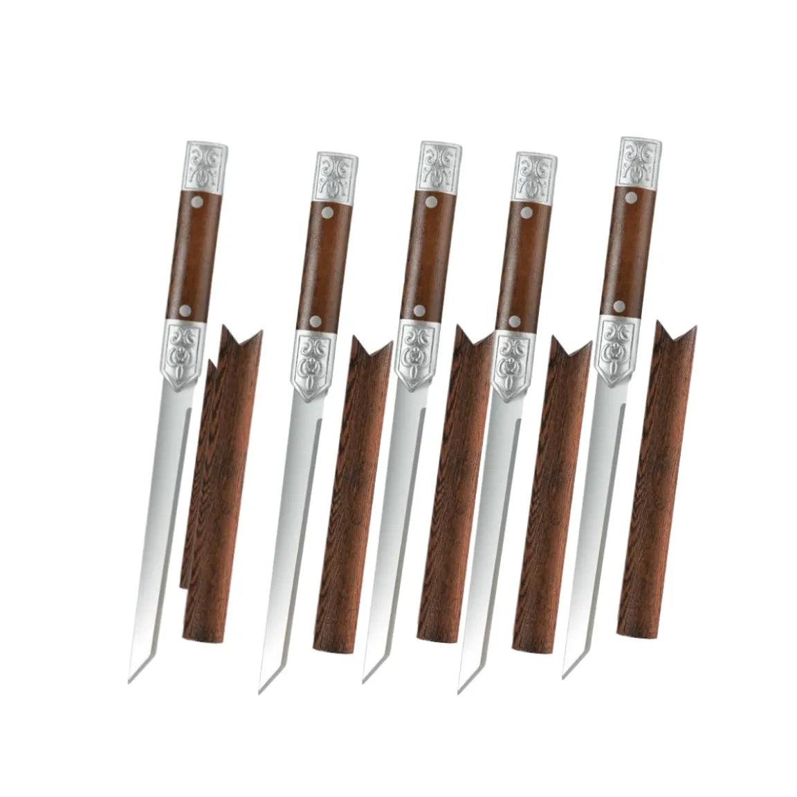 Hand Forged Damascus Steel Japanese Kitchen Knife – 13" Blade Damascus Kitchen Knife Axl 5pcs B