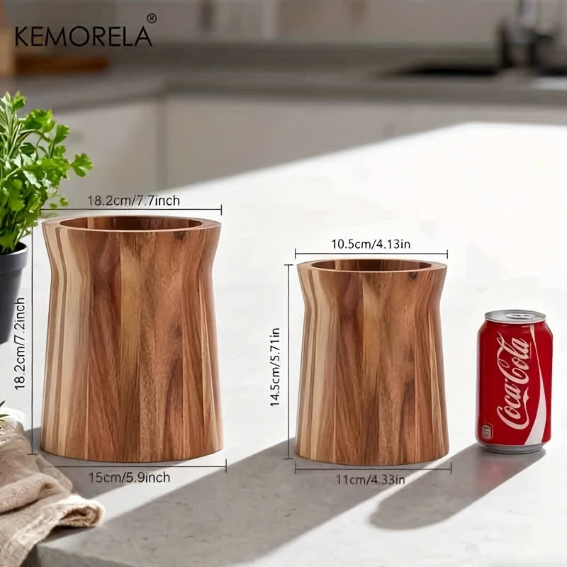 KEMORELA 360° Rotating Wooden Utensil Holder & Countertop Caddy Utensil Holder Axl