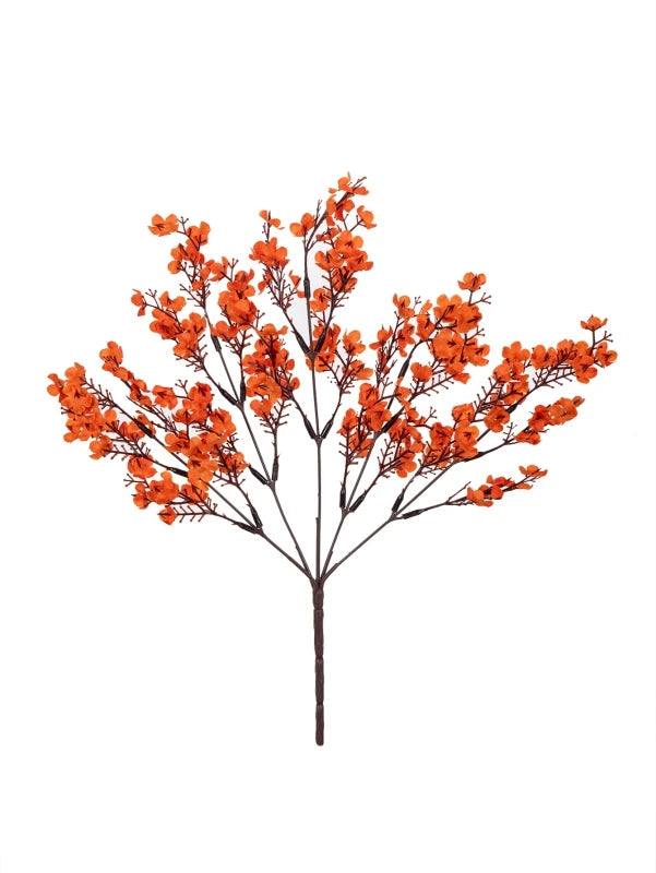Silk Artificial Gypsophila Peach Blossom Stems | Wedding Décor Artificial Flower Stems Axl Orange 1 piece