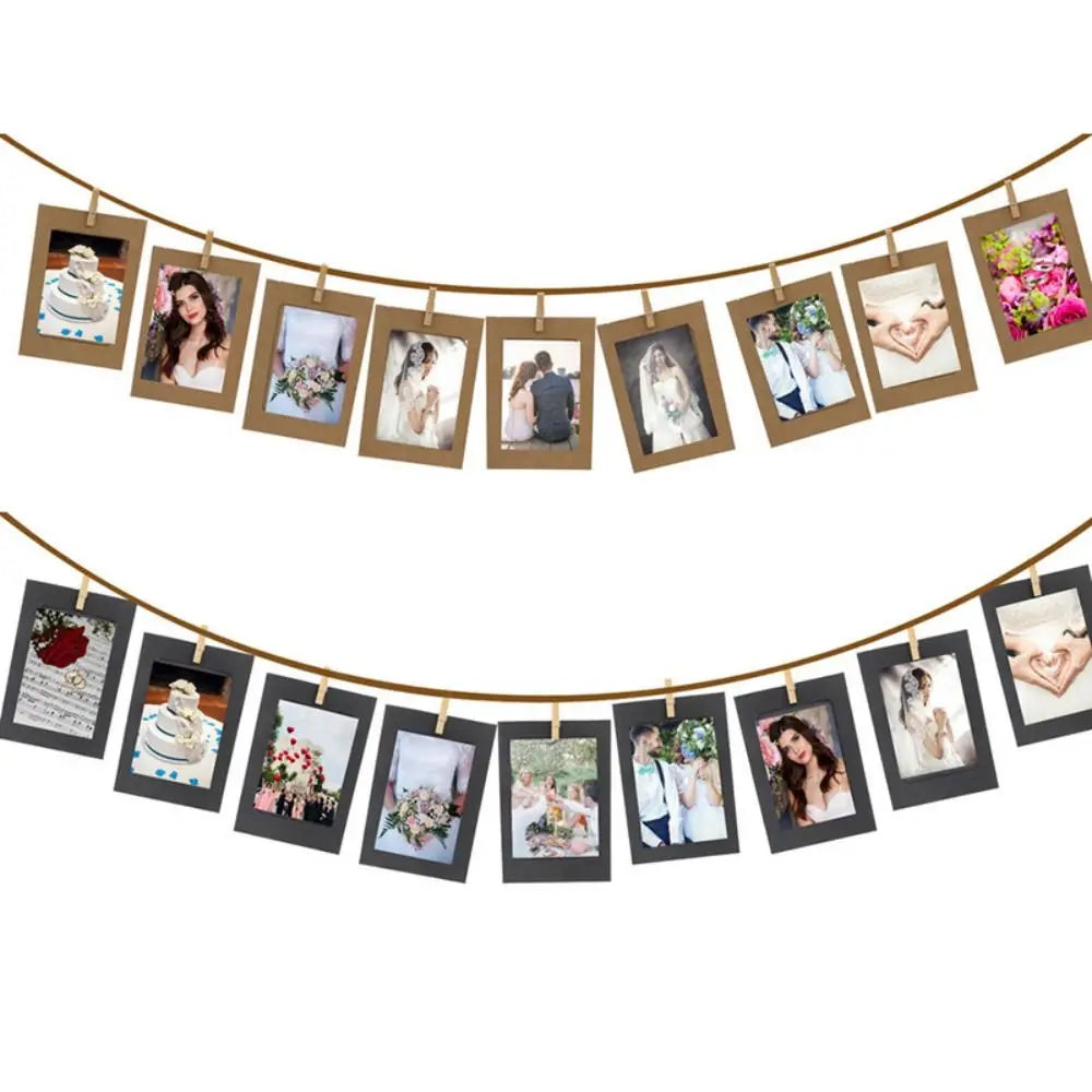 10-Piece DIY Paper Photo Frame Set with Clips & Rope | Wall Decor Photo Frame Set Axl