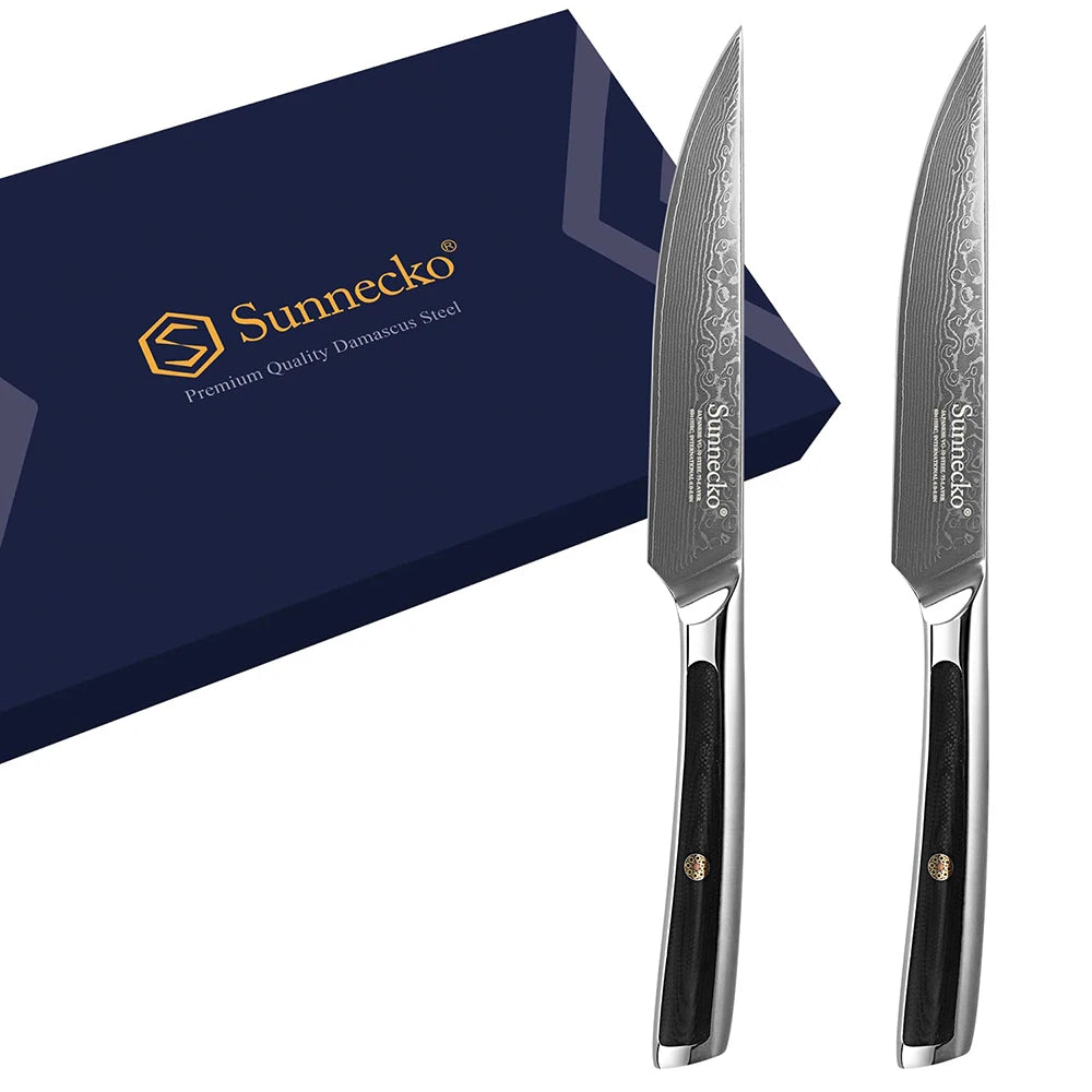 Sunnecko 73-Layer Damascus Steel Steak Knife & Fork Set Steak Knife Fork Set Axl 2PCS Set B China Mainland