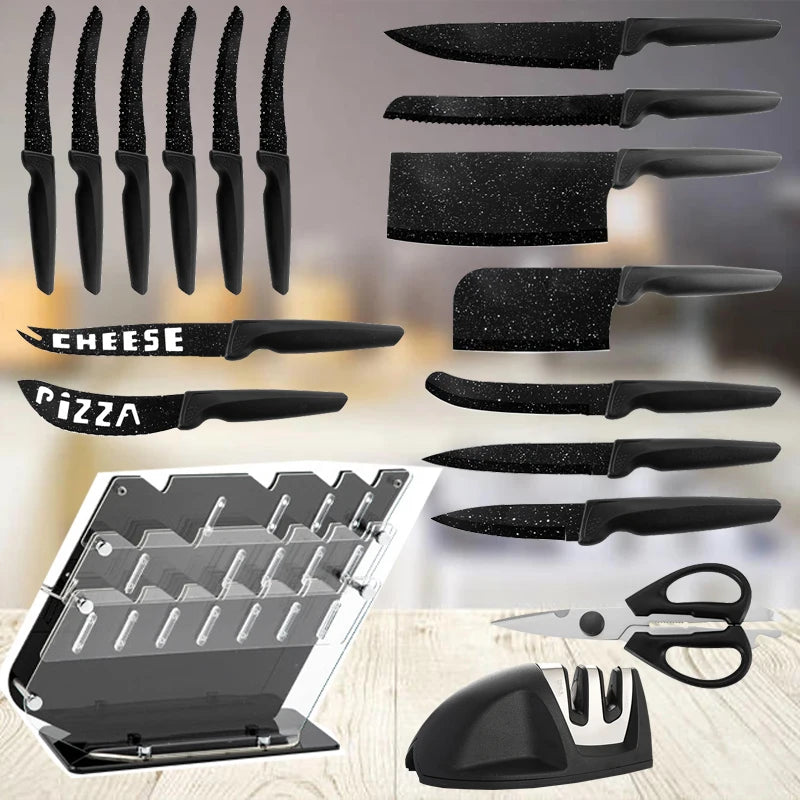 18-Piece Kitchen Knife Set – Stainless Steel with Acrylic Stand Kitchen Knife Set Axl