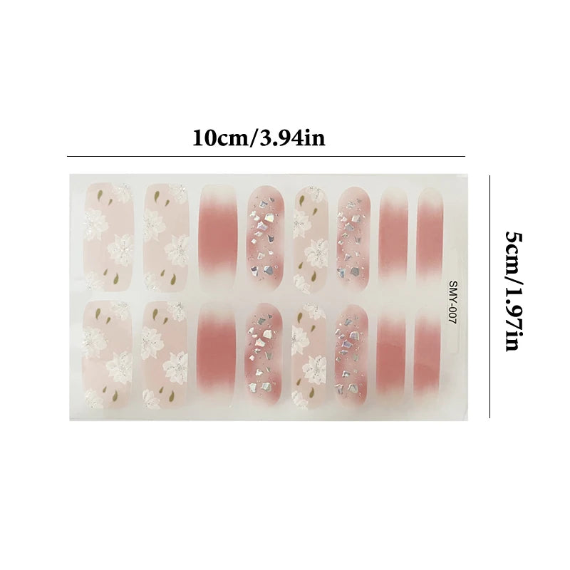 Waterproof Full Cover Nail Wraps – No-Lamp Nail Stickers 14pc Nail Art Wraps Axl
