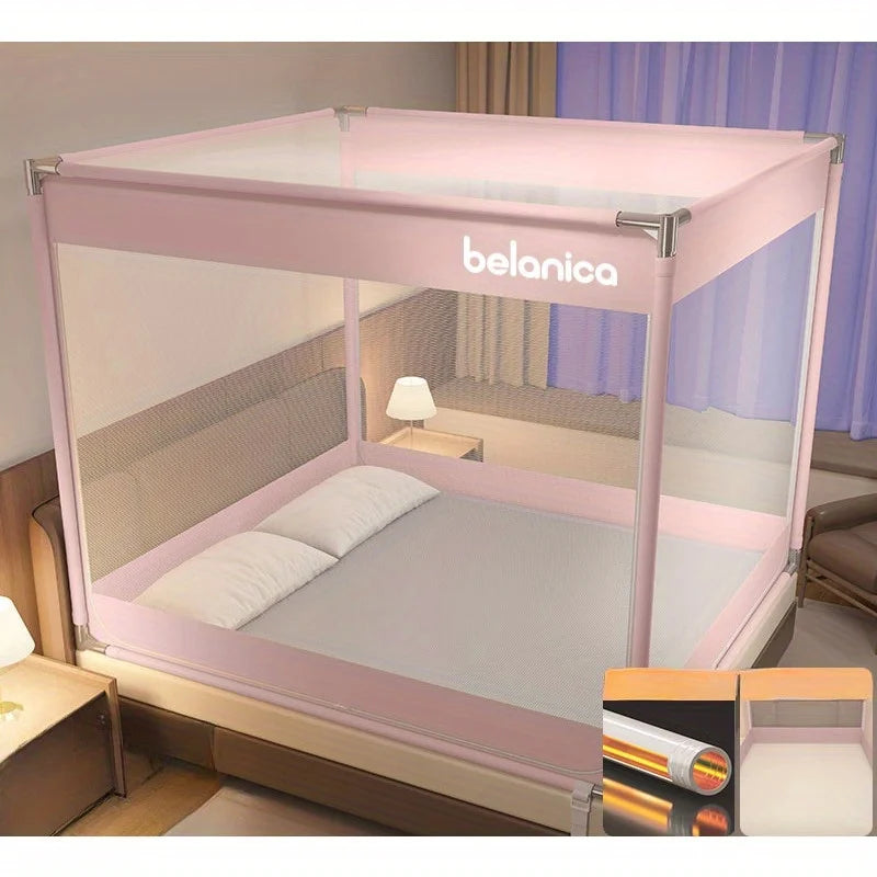Yurt Mosquito Net for Bed – Anti-Drop Full-Bottom Canopy Bed Mosquito Net Axl Pink 200.220.170