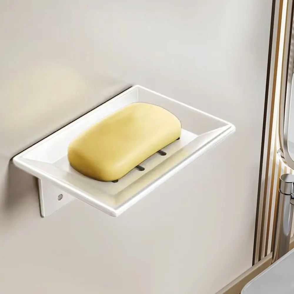 No-Drill Wall Mounted Soap Dish – Space Aluminum Organizer Soap Dish Holder Axl white