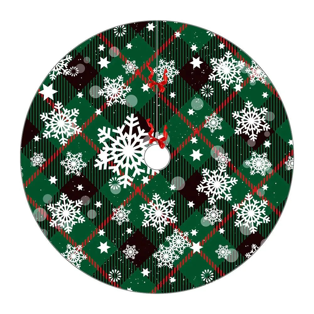 Red Swirl Floral Christmas Tree Skirt – Round Plush Xmas Mat Christmas Tree Skirt Axl Green 90cm