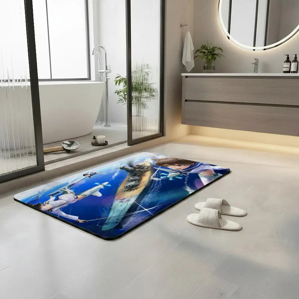 Anime Strike Witches Diatomite Bath Mat – Non-Slip, Quick Dry Diatomite Bath Mat Axl