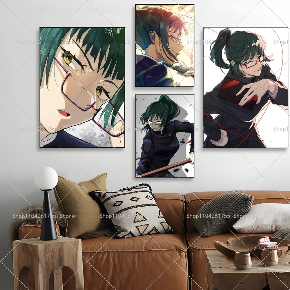 Jujutsu Kaisen Maki Zenin Anime Poster – Self-Adhesive Wall Art Anime Wall Poster Axl