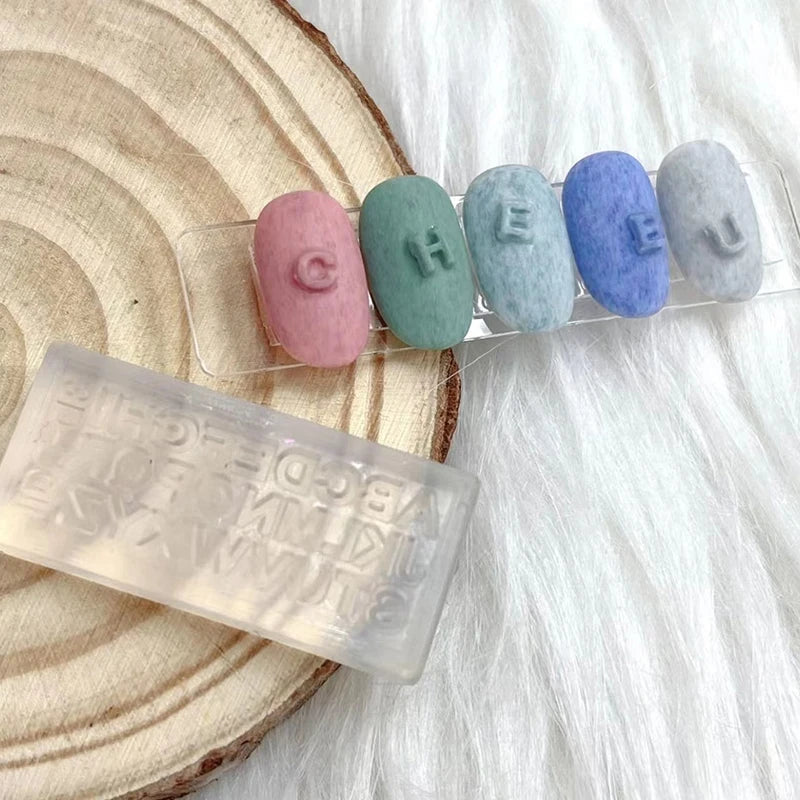 3D Silicone Nail Carving Mold – English Letters Stamping Stencil Nail Art Mold Axl