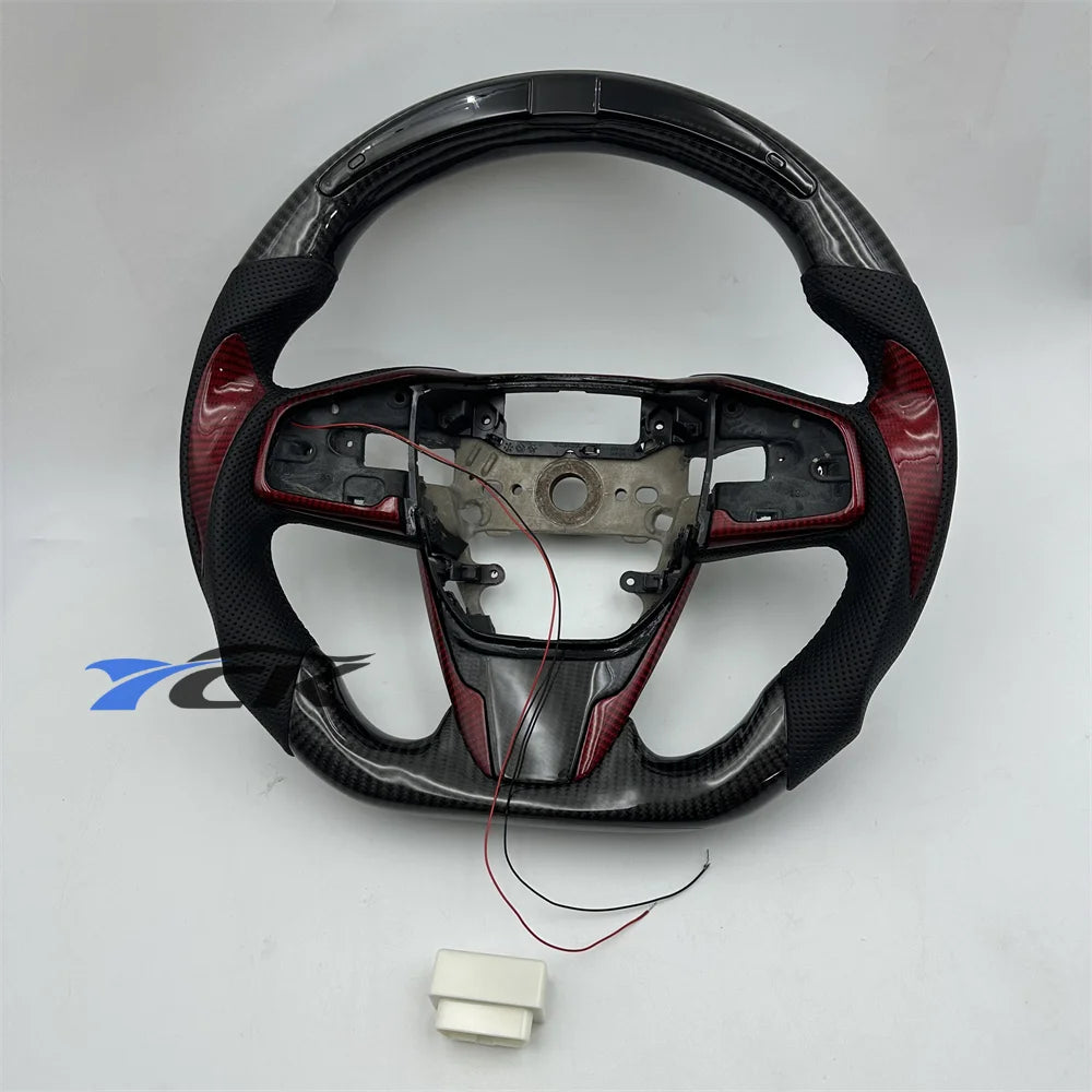 LED Steering Wheel Honda Civic 2016–2021 Carbon Fiber Leather Custom Steering Wheel Axl