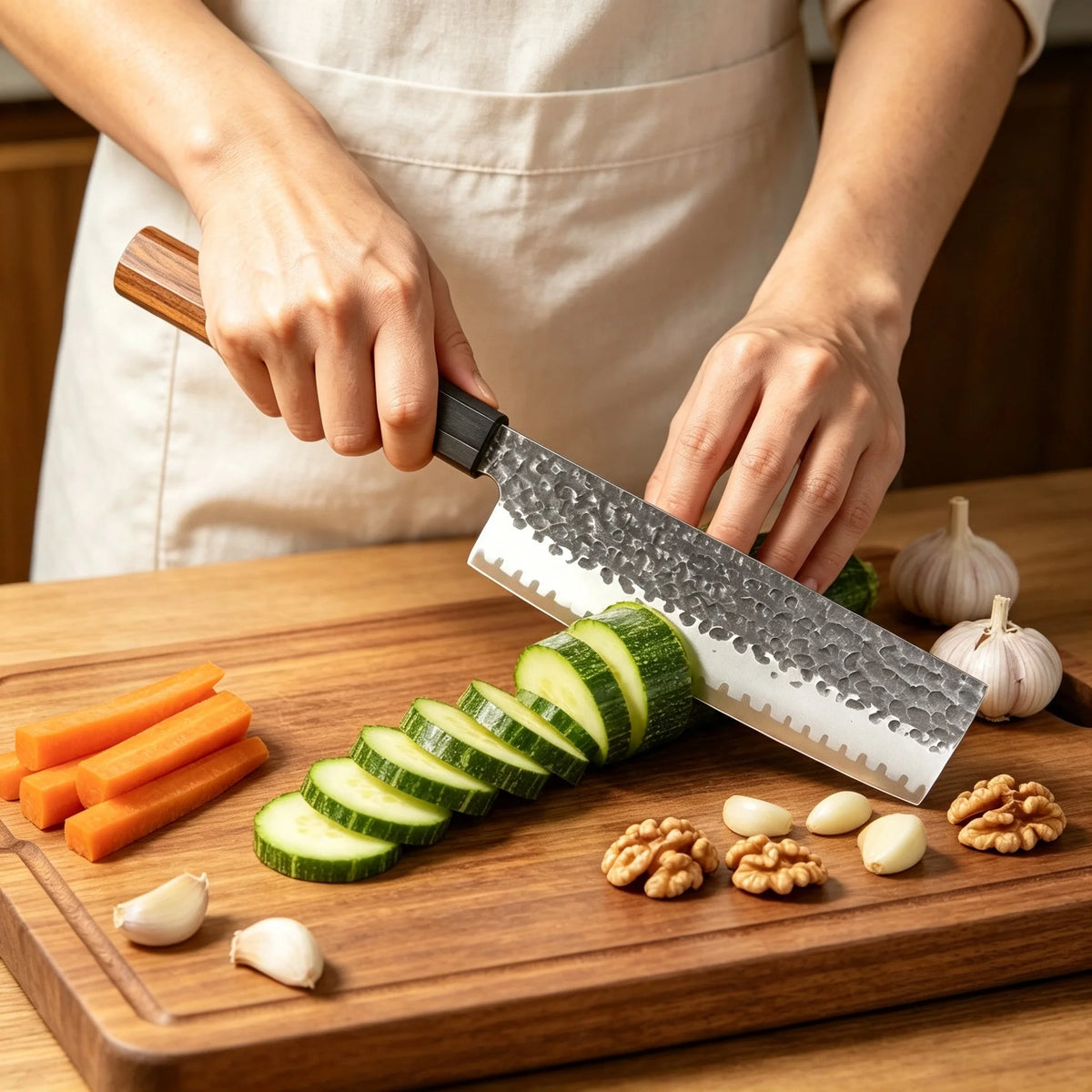 Hand Forged Nakiri Knife – Stainless Steel Vegetable Cleaver Nakiri Vegetable Knife Axl