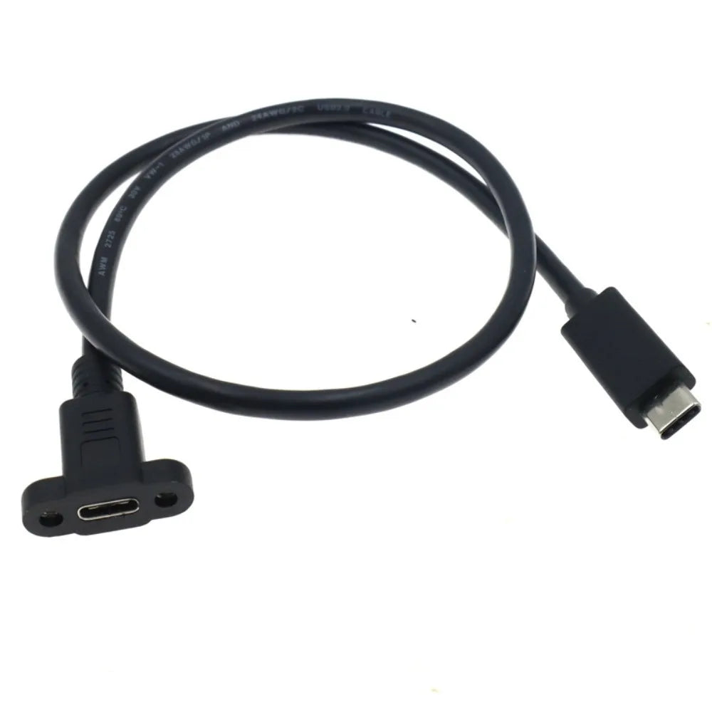 USB-C Panel Mount Extension Cable – Screw Lock Male to Female USB-C Extension Cable Axl