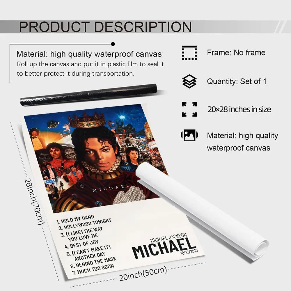 Michael Jackson Canvas Wall Art Poster – Album Cover Home Decor Canvas Wall Art Axl