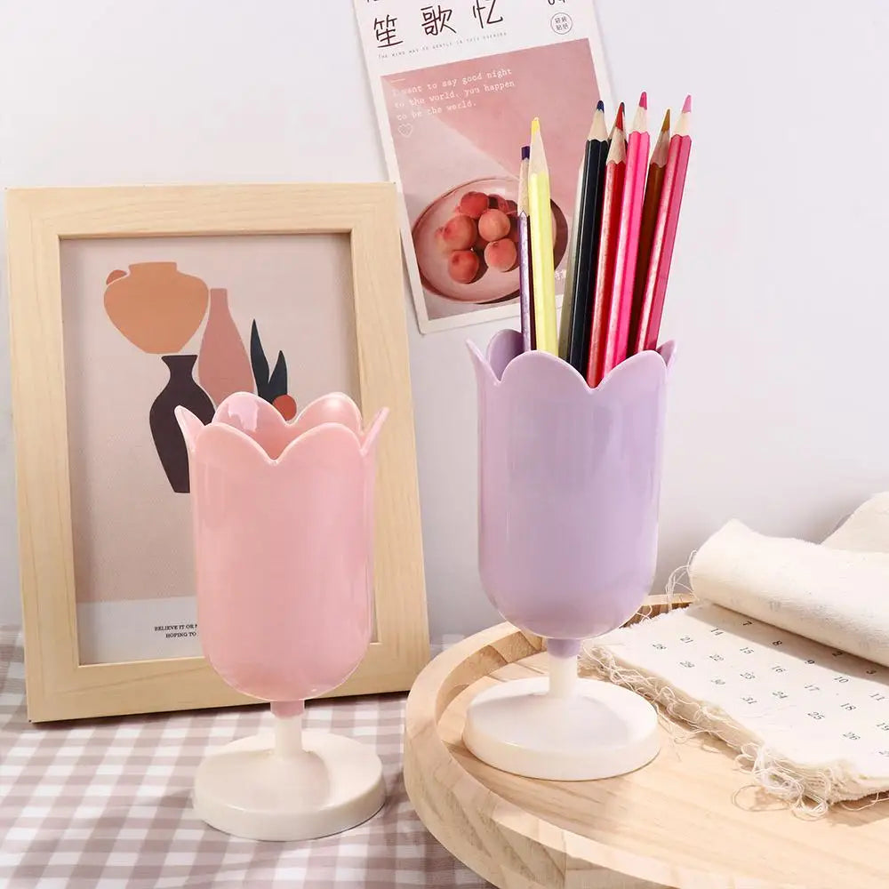 Tulip Pen Holder – Cute Desktop Organizer & Makeup Brush Pot Desktop Pen Holder Axl