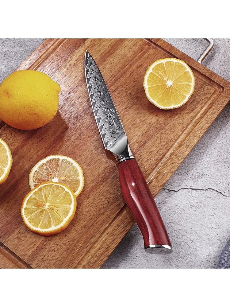 Sunnecko 5" Damascus VG10 Utility Paring Knife – Rosewood Handle Damascus Utility Knife Axl China Mainland 5 inch