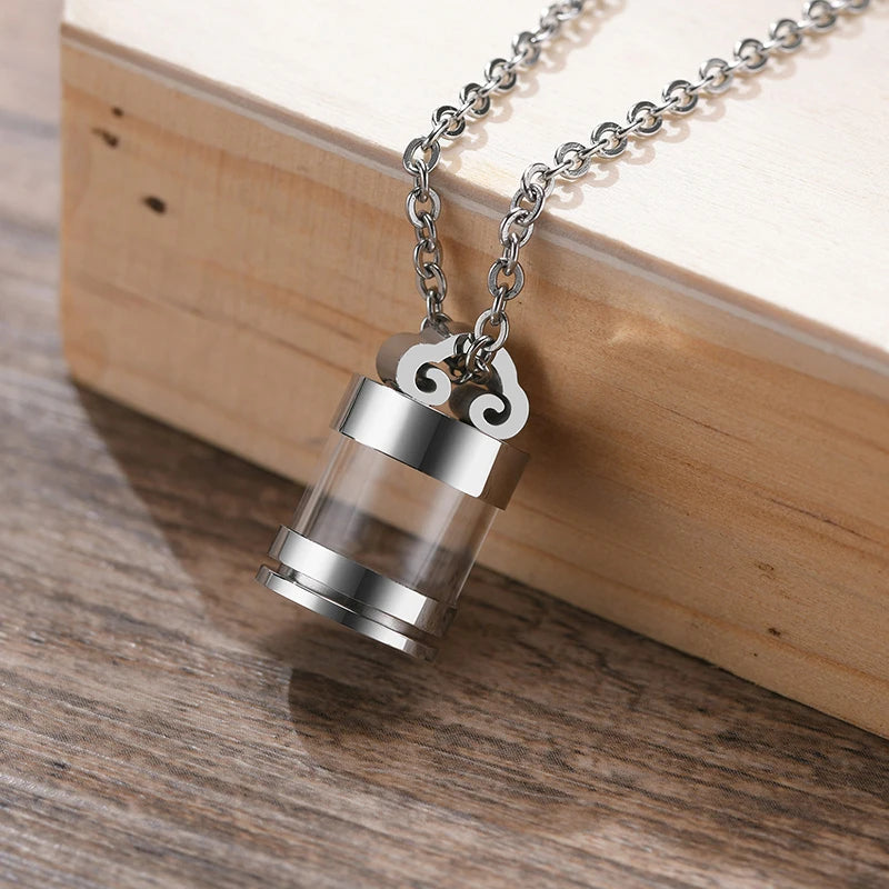 Fillable Glass Tube Urn Necklace – Keepsake Memorial Pendant Memorial Pendant Necklace Axl