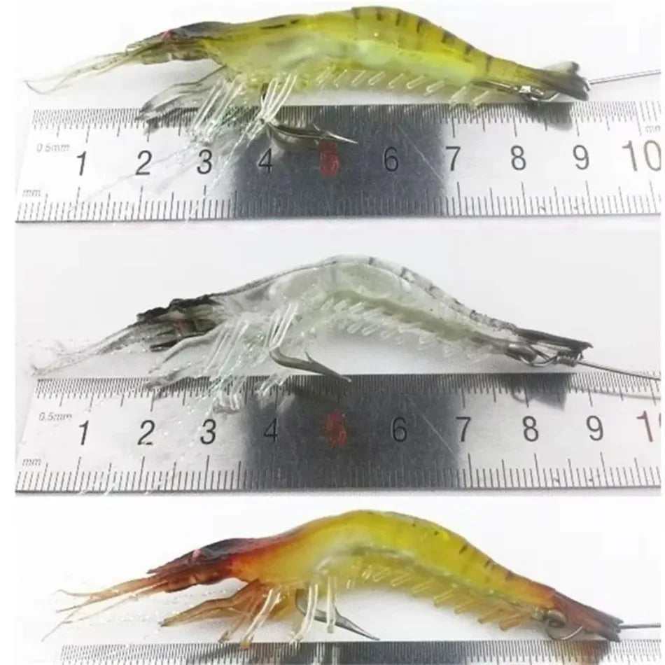 Luminous Soft Shrimp Fishing Lure 9cm Sinking Bait with Hook Soft Fishing Lure Axl