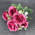 Artificial 7-Head Rose Bouquet | Faux Silk Roses for Weddings Artificial Flower Bouquet Axl rose red