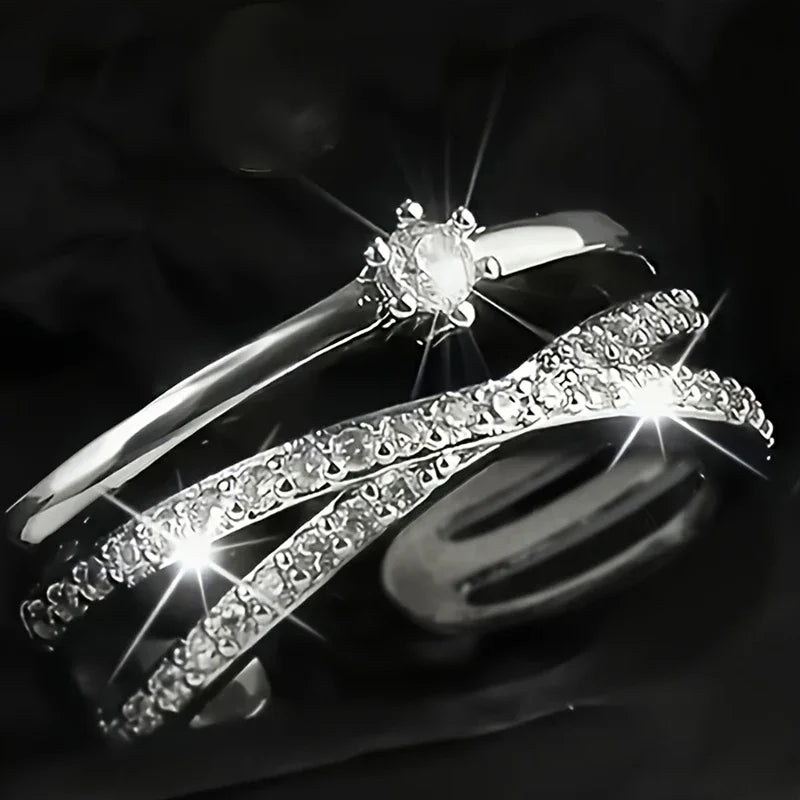 Huitan Cross Ring for Women – CZ Pave Brass Fashion Band Fashion Ring Axl A560 7
