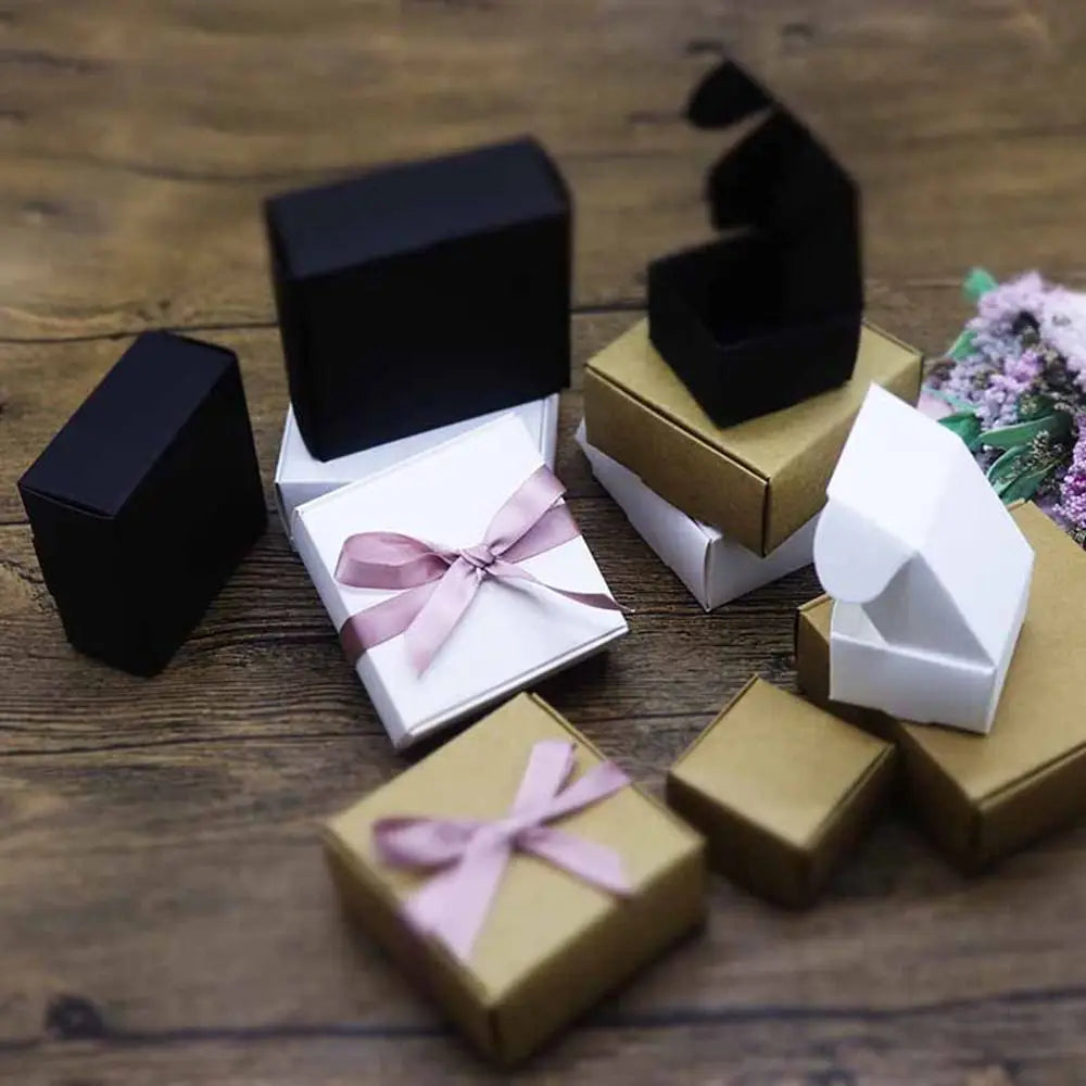 10-Pack Kraft Paper Gift Boxes – 9 Sizes Brown White Black Gift Packaging Boxes Axl