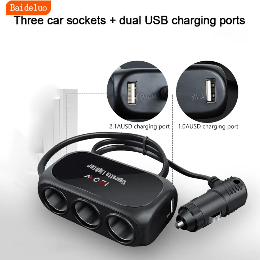 Baideluo Car Charger – Dual USB & FM Transmitter | 12V Car Power Adapter Axl