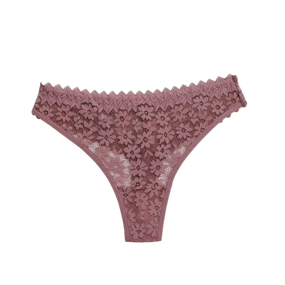 Women's Lace Floral Cotton Briefs – Seamless Low-Rise Panties Women's Briefs Axl Coffee S 1pc-1pc-