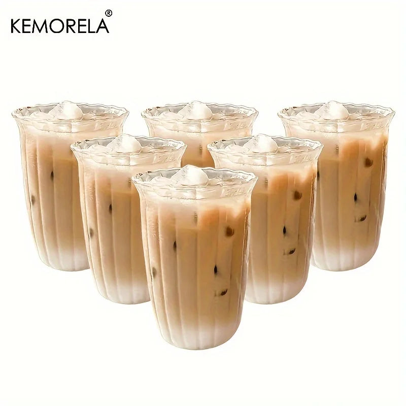 KEMORELA Vertical Stripe Glass Set – 4/6 Pc Cocktail Cups Glassware Set Axl