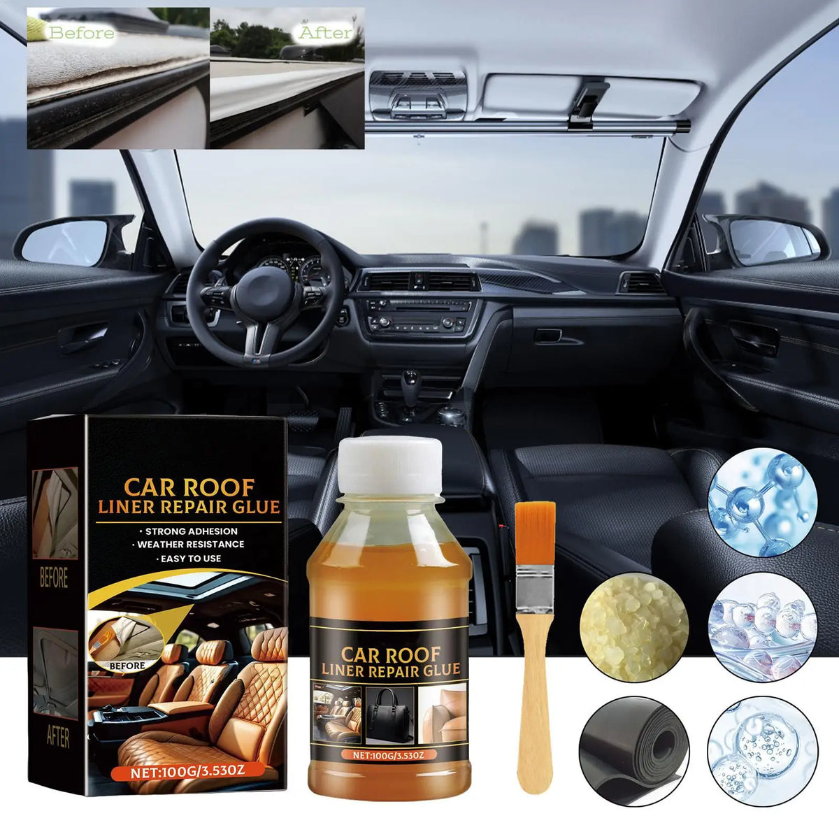 Car Headliner Repair Glue – Fabric, Leather & Roof Liner Fix Automotive Repair Adhesive Axl