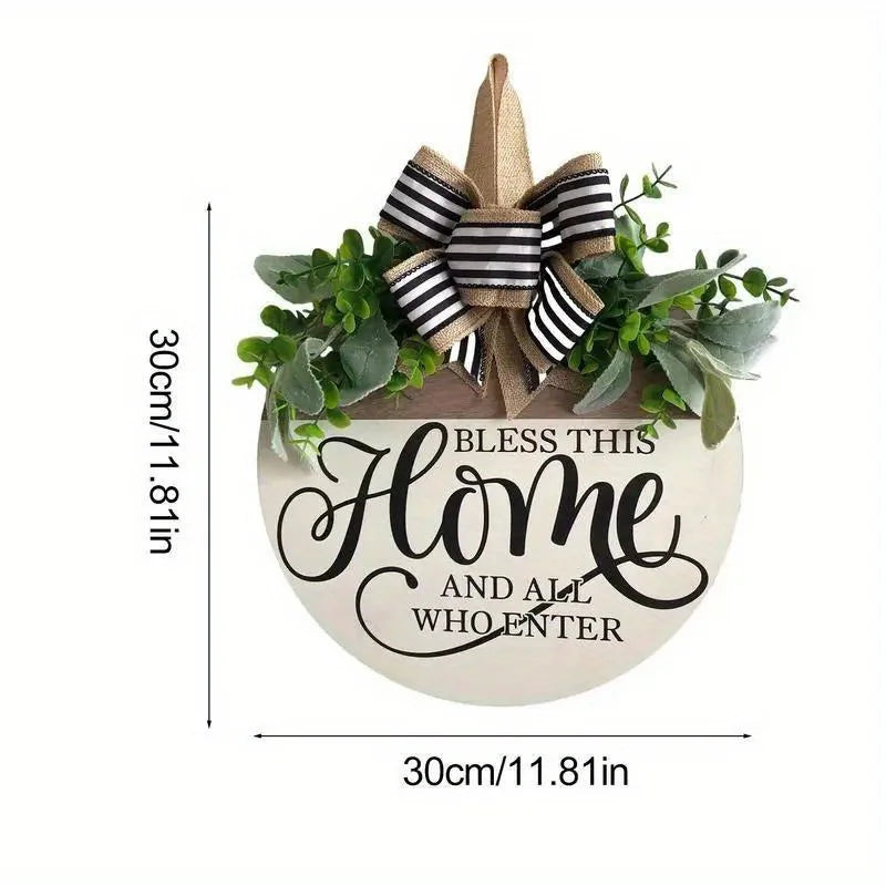 Round Wooden Flower Wreath – Front Door Welcome Hanging Decor Door Wreath Decor Axl Milky White