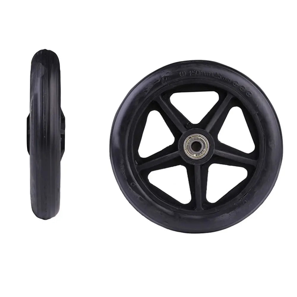 6-Inch Wheelchair Front Castor Solid Tire Replacement Wheel Wheelchair Castor Wheel Axl Black 6inch