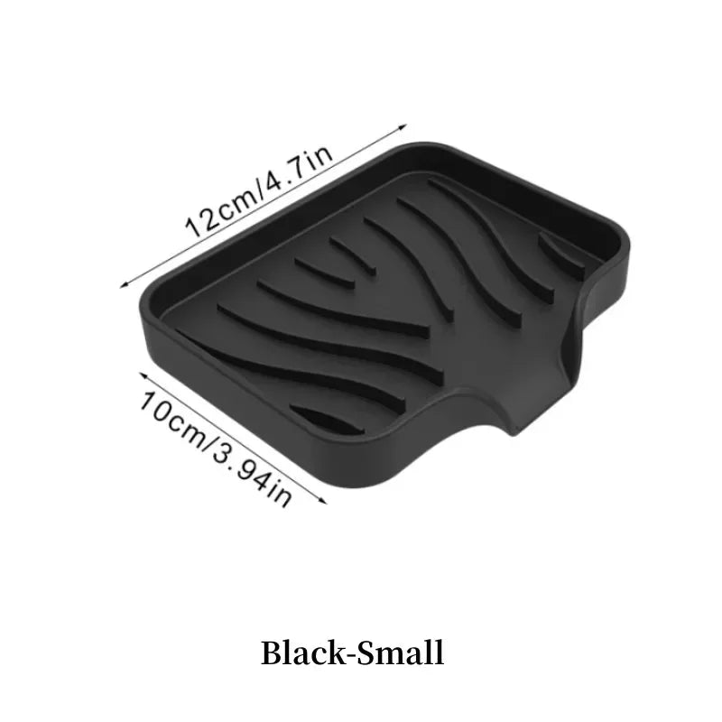 Silicone Soap Dish with Drain | Anti-Slip Sink Tray Soap Dish Tray Axl Black Small-1