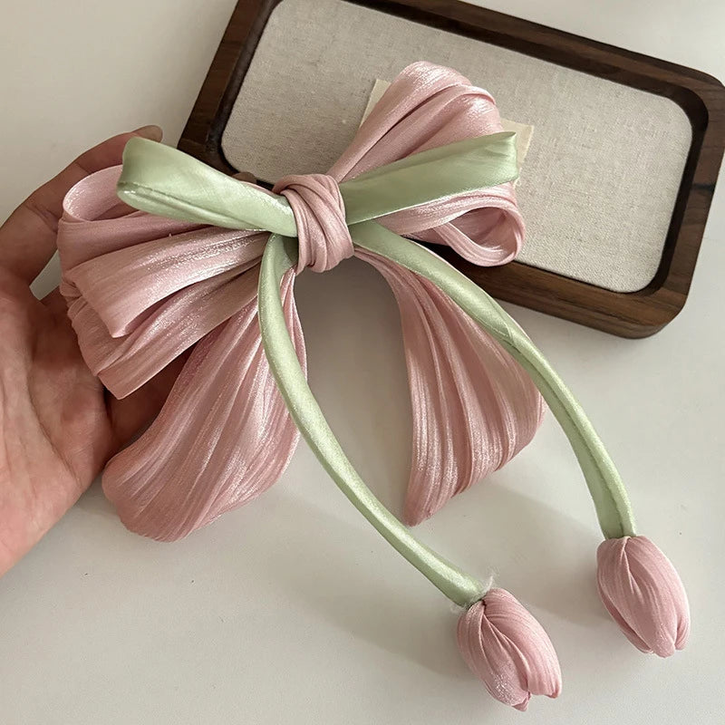 Sweet Tulip Bowknot Hair Clip with Tassels for Women & Girls Hair Clip Axl A1