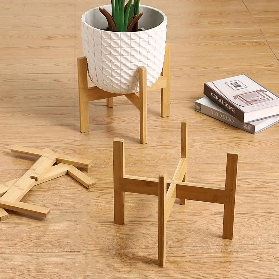 Wood Flower Pot Stand – 10/12 Inch Four-Legged Display Holder Plant Pot Stand Axl