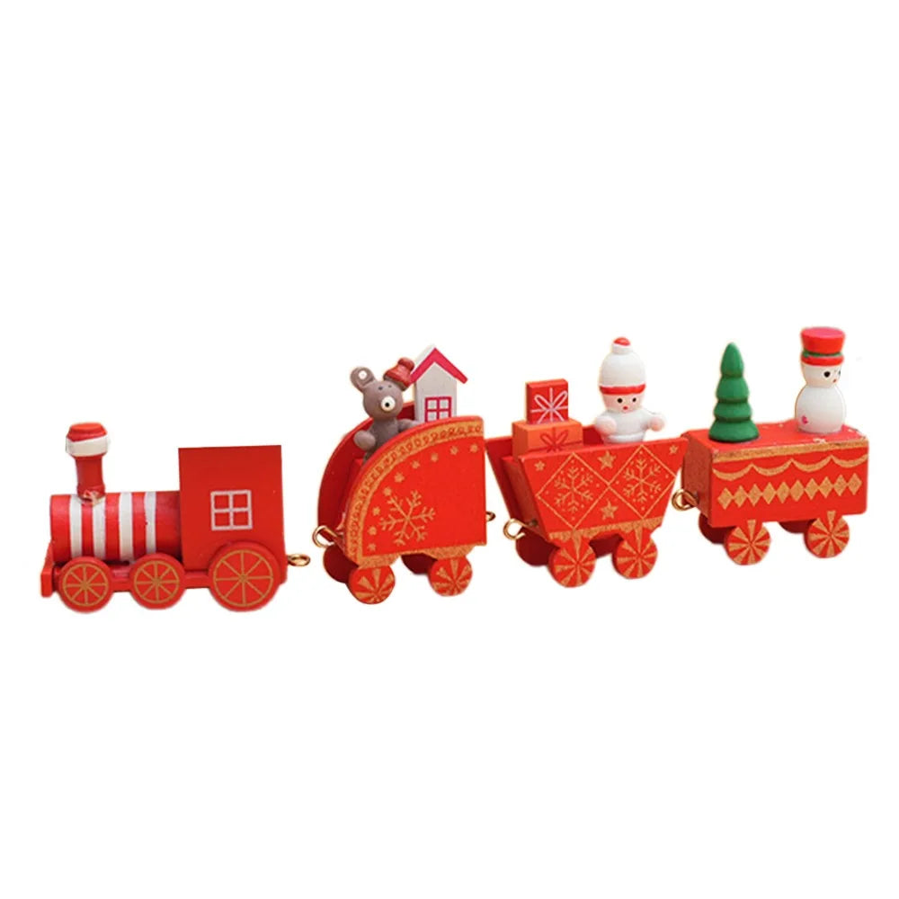 Wooden Christmas Train Decoration – Multicolor Cartoon Animal Christmas Wood Decor Axl 1998R