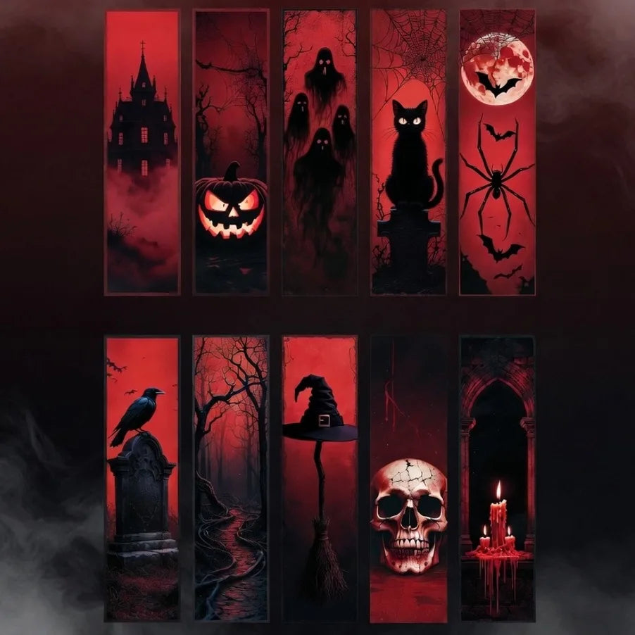 Halloween Horror Paper Bookmarks – Spooky Crime Scene Set Novelty Paper Bookmarks Axl STYLE A -30PCS