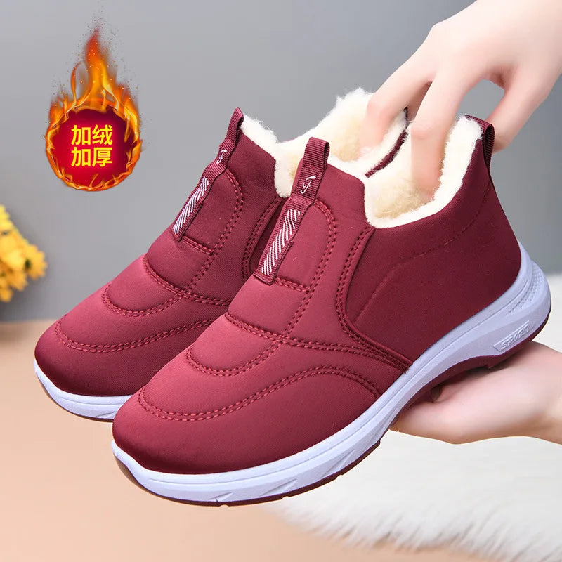 Women's Winter Snow Boots – Velvet Lined Warm Slip-On Mid-Calf Winter Snow Boots Axl