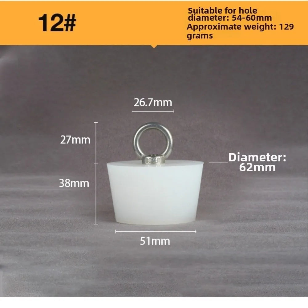 Tapered Silicone Stopper with Steel D-Ring – Universal Plug Drain Stopper Plug Axl 12