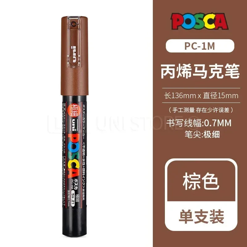 Uni POSCA Acrylic Paint Markers PC-1M 3M 5M – Multi-Colour Acrylic Paint Markers Axl PC-1M Brown