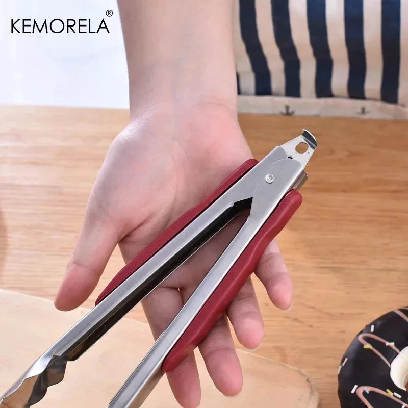 Silicone BBQ Tongs – Stainless Steel Kitchen Serving Clip Kitchen Serving Tongs Axl
