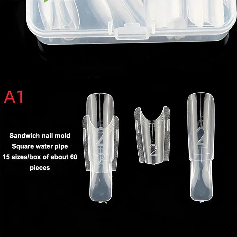 60-Pc Coffin Dual Nail Extension Forms – Acrylic Mold Kit Nail Extension Forms Axl A1