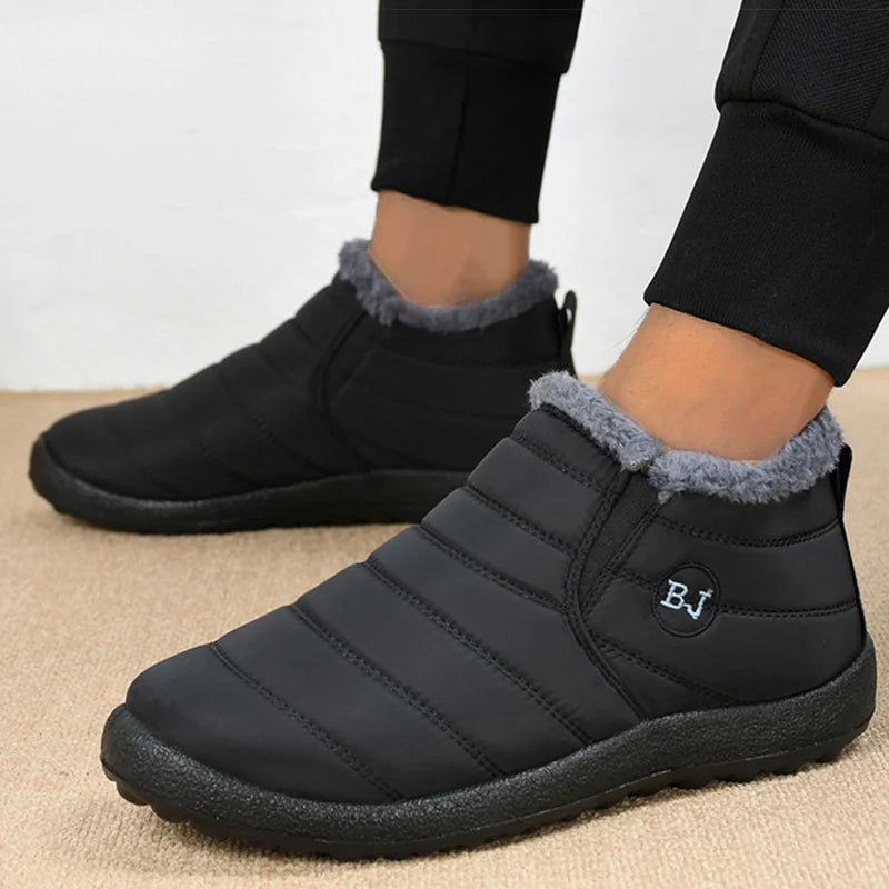 Men's Slip-On Waterproof Winter Ankle Boots with Fur Lining Men's Winter Boots Axl