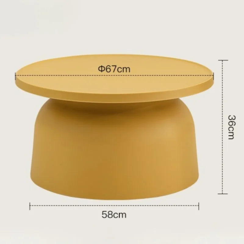 Modern Round Side Table – Minimalist Plastic Coffee Table Round Side Table Axl Yellow-Large
