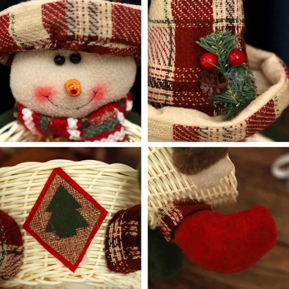 Christmas Candy Basket with Santa & Snowman Doll | Festive Bowl Christmas Candy Basket Axl