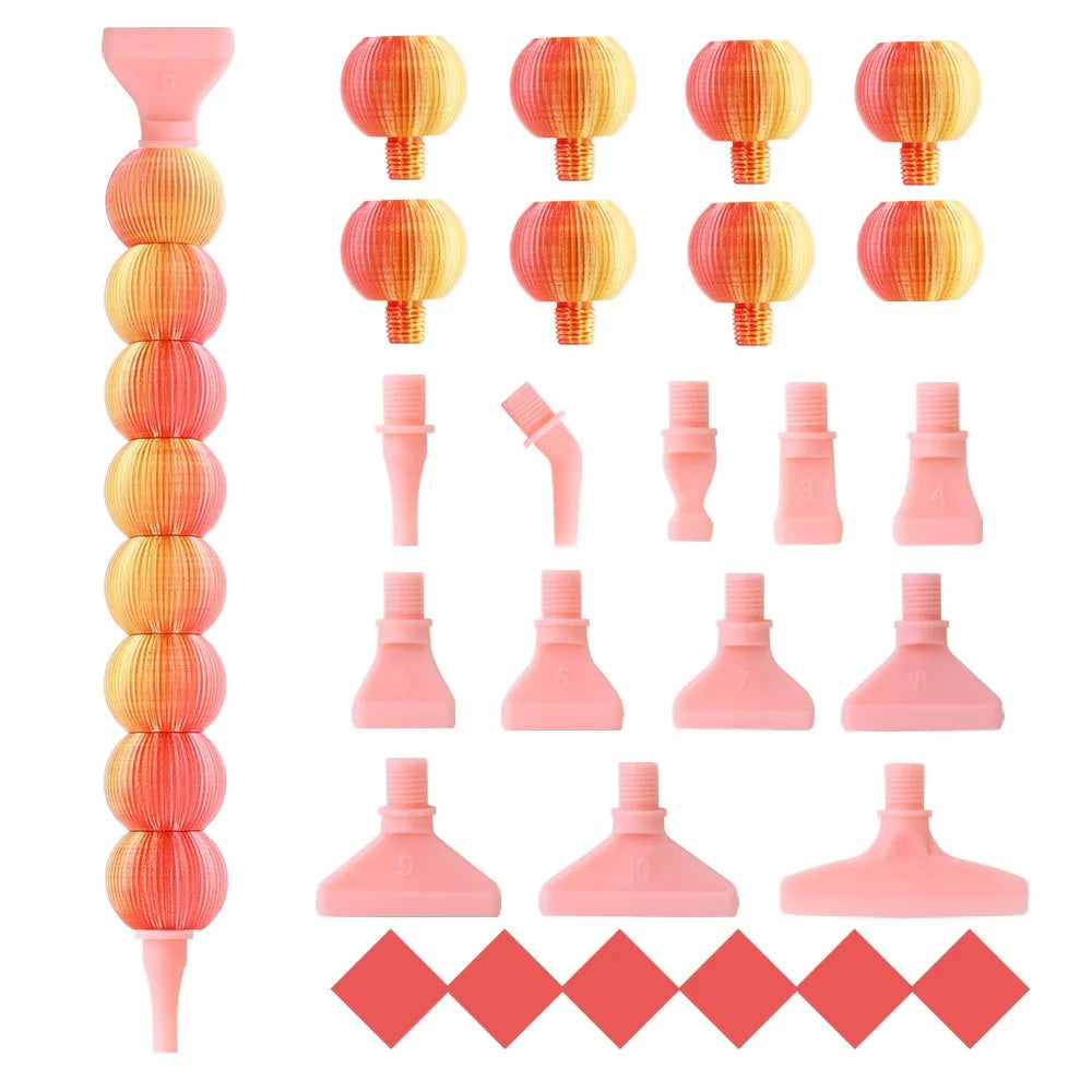 5D Diamond Painting Pen Kit – 12 Pen Tips & Clay Included Diamond Painting Tool Axl Gold red-12Tips