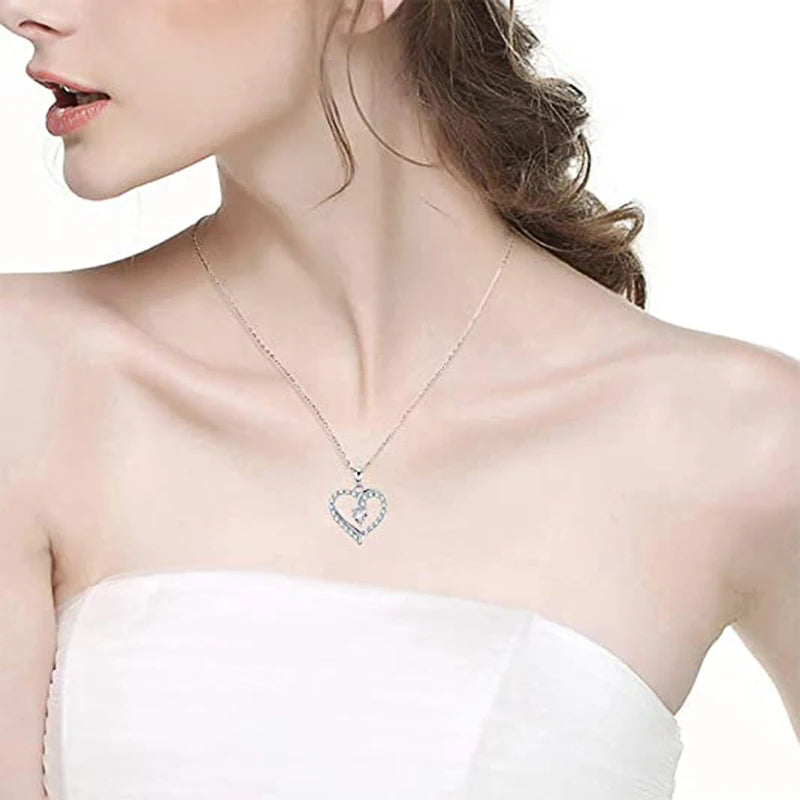 Huitan Heart Pendant Necklace – Full CZ Women's Wedding Jewelry Heart Pendant Necklace Axl