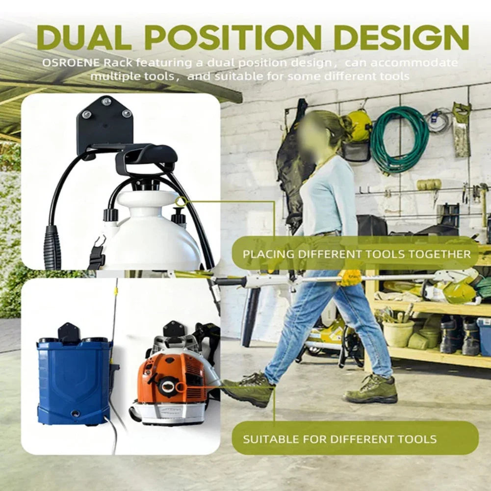 Wall-Mounted Garden Sprayer & Backpack Blower Rack Holder Garden Tool Rack Axl